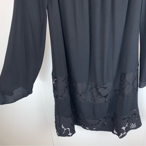 BCBGeneration NWOT Black Peasant Boho Dress Lace Panels Women's sz S - Picture 10 of 12